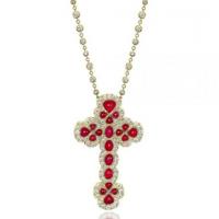 Timeless Diamond and Ruby Cross Necklace