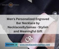 Men's Personalized Engraved Bar Necklace by NecklacesBySamaa - Stylish and Meaningful Gift
