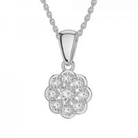 Diamond Cluster Necklace Yellow Gold