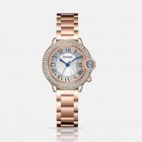 White Dial Diamond Studded Gold Watch