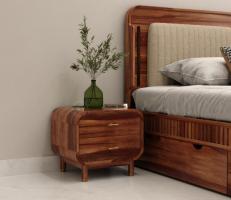 Buy Lotus Premium Sheesham Wood Bedside Table (Honey Finish) at 30% OFF Online