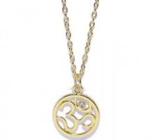 Exquisite Gold OM Aum Pendant with Crystal - Yoga Canada