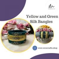 Sunshine Symphony: Captivating Yellow and Green Silk Bangles 